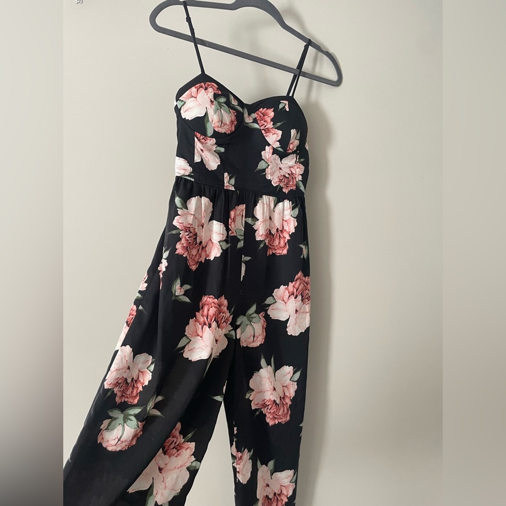 Band of Gypsies Floral Smocked Corset Maxi Jumpsuit - Size S